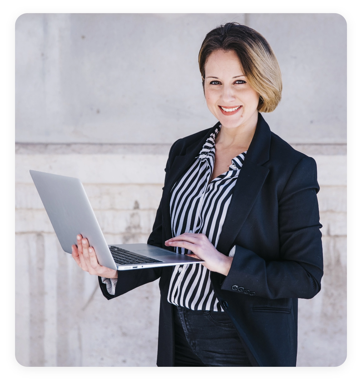 businesswoman browsing laptop