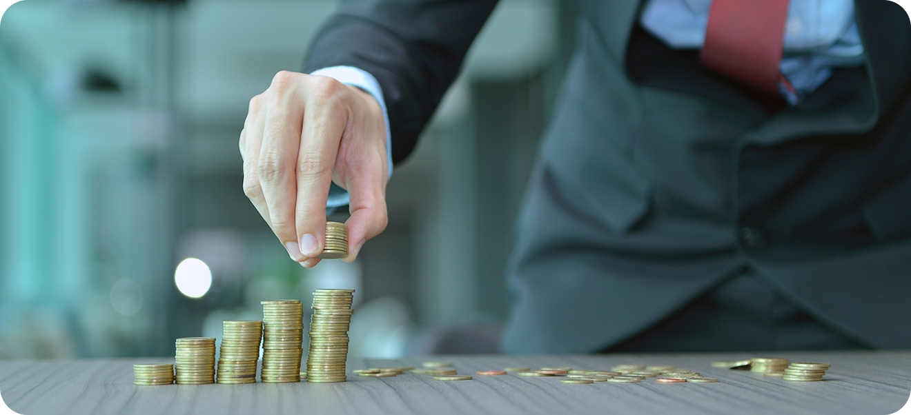 midsection businessman with coins