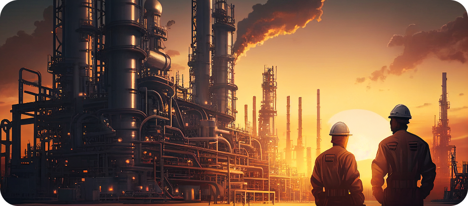 workers oil field petrochemical industry production oil gas inside refinery production plant factory workers engineers stroll by gas pipelines