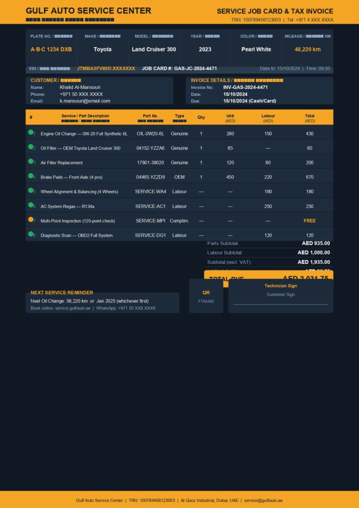 Invoice automotive