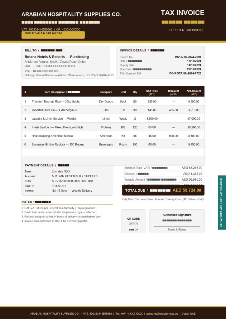 Invoice hospitality
